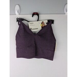 No Boundaries Women Purple Metallic Ribbed Bralette Seamless Adjustable  Size S